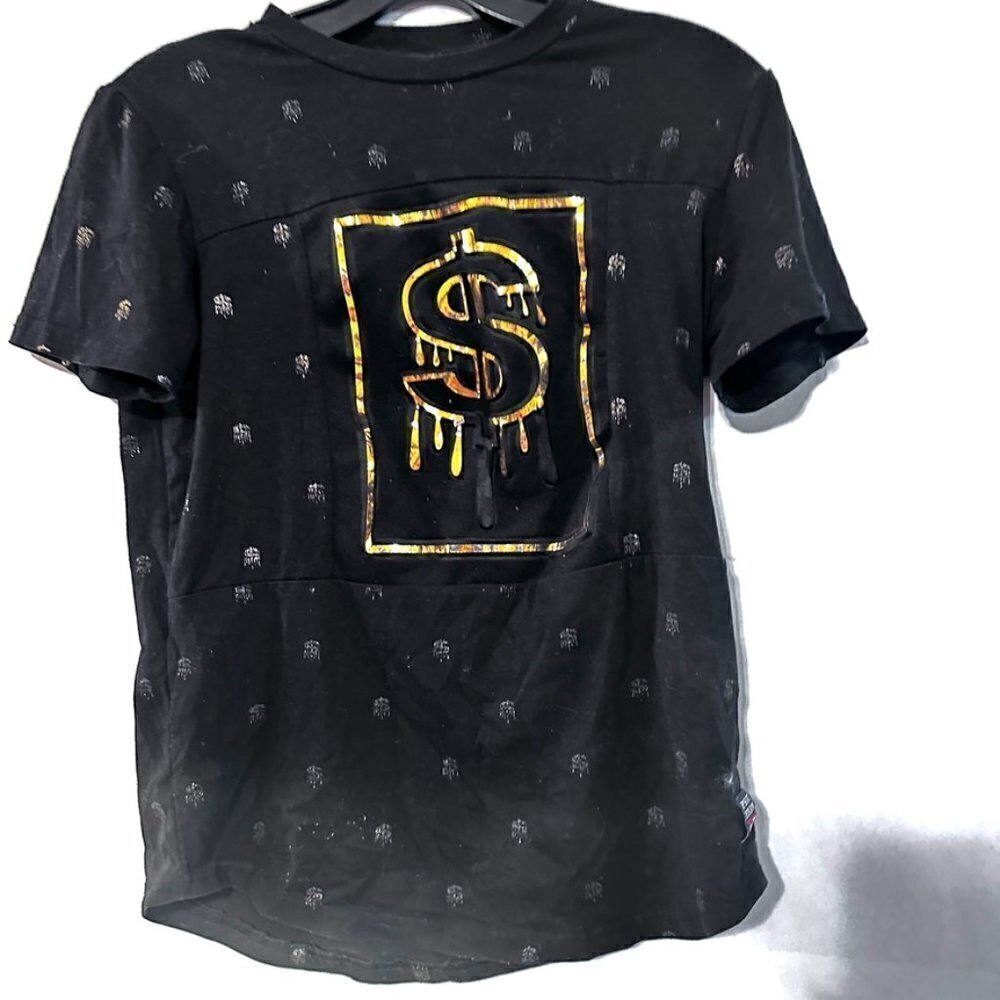 Phat Farm 3d Gold Vintage Shirt Black Money Tee  Size Medium y2k Relief rare